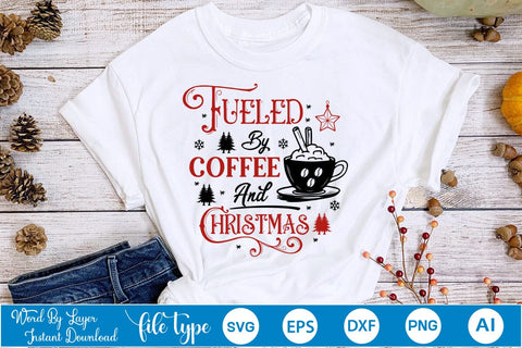 Fueled By Coffee And Christmas SVG Design, Christmas SVG Design, SVGs,Quotes and Sayings,Food & Drink,On Sale, Print & Cut SVG DesignPlante 503 