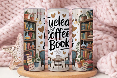 Fueled by Coffee & Books 20oz Tumbler Sublimation DesignSVG 