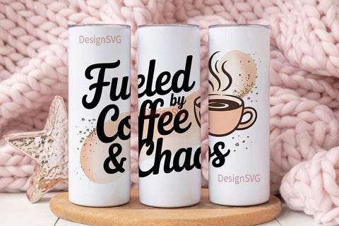 Fueled by Coffee & Chaos 20oz Tumbler Sublimation DesignSVG 