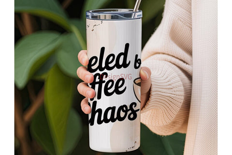 Fueled by Coffee & Chaos 20oz Tumbler Sublimation DesignSVG 