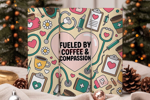 Fueled by Coffee & Compassion Tumbler Sublimation DesignSVG 
