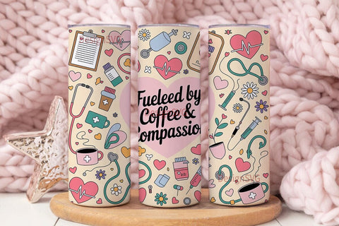 Fueled by Coffee & Compassion Tumbler Sublimation DesignSVG 