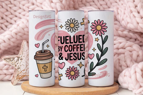 Fueled by Coffee & Jesus Tumbler Wrap Sublimation DesignSVG 