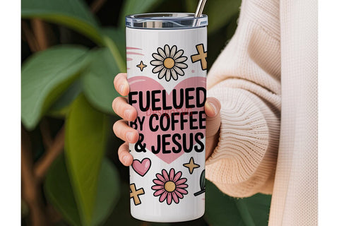 Fueled by Coffee & Jesus Tumbler Wrap Sublimation DesignSVG 