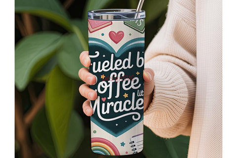 Fueled by Coffee Tumbler Wrap Sublimation DesignSVG 