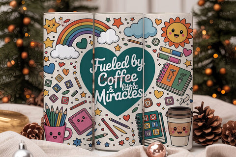 Fueled by Coffee Tumbler Wrap Sublimation DesignSVG 
