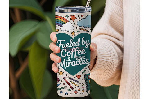 Fueled by Coffee Tumbler Wrap Sublimation DesignSVG 