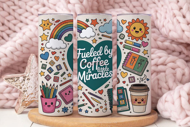 Fueled by Coffee Tumbler Wrap Sublimation DesignSVG 