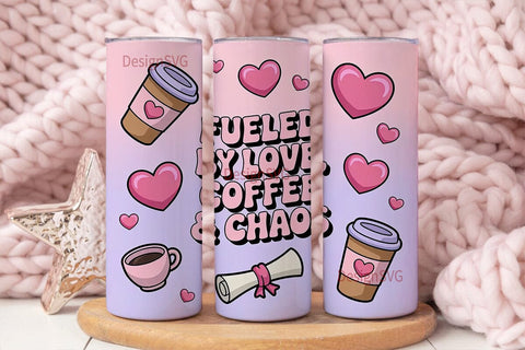Fueled by Love Coffee & Chaos 20oz Sublimation DesignSVG 