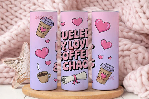 Fueled by Love Coffee & Chaos 20oz Sublimation DesignSVG 