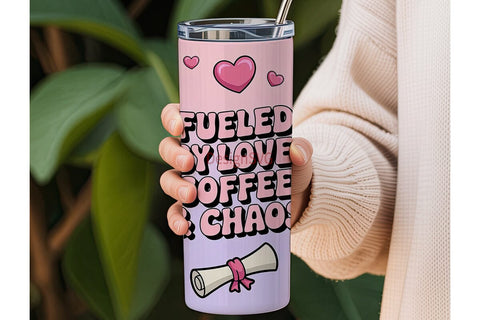 Fueled by Love Coffee & Chaos 20oz Sublimation DesignSVG 