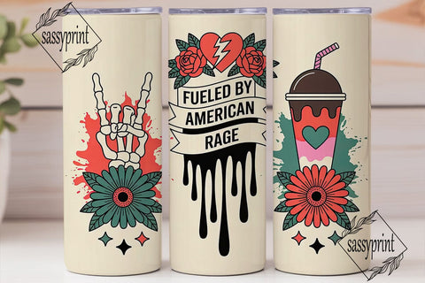 Fueled by Rage 20oz Tumbler Wrap Sublimation sassyprint 