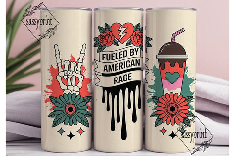 Fueled by Rage 20oz Tumbler Wrap Sublimation sassyprint 