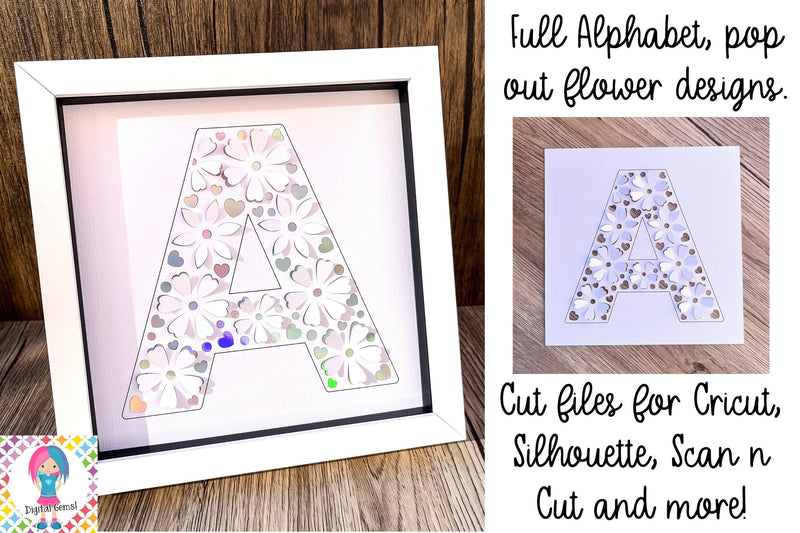 Full Alphabet, Pop out flower petals SVG SVG Digital Gems 