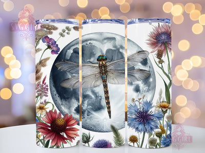 Full Moon Dragonfly Floral Celestial 20oz Tumbler Wrap Sublimation Design, Straight Tapered Tumbler Wrap, Dragonfly Floral Tumbler Png, Instant Digital Download Sublimation SvggirlplusArt 