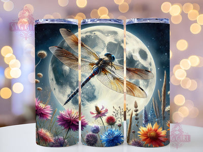 Full Moon Dragonfly Floral Celestial 20oz Tumbler Wrap Sublimation Design, Straight Tapered Tumbler Wrap, Dragonfly Floral Tumbler Png, Instant Digital Download Sublimation SvggirlplusArt 