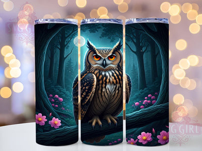 Full Moon Night Forest 20oz Owl Tumbler, Night Forest Tumbler, Full Moon Tumbler, Sublimation Wrap, 20oz Tumbler, Woodland Decor, Nocturnal Animal Gift Sublimation SvggirlplusArt 