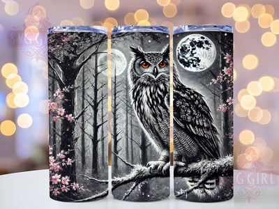 Full Moon Night Forest 20oz Owl Tumbler, Night Forest Tumbler, Full Moon Tumbler, Sublimation Wrap, 20oz Tumbler, Woodland Decor, Nocturnal Animal Gift Sublimation SvggirlplusArt 