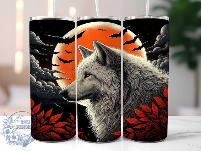 Full Moon White Wolf 20oz Tumbler Wrap, Full Moon Tumbler, White Wolf Design, Wolf Drinkware, 20oz Sublimation, Moon Phase Cup, Night Sky Decor, Custom Tumbler Wrap Sublimation ToriDesigns 