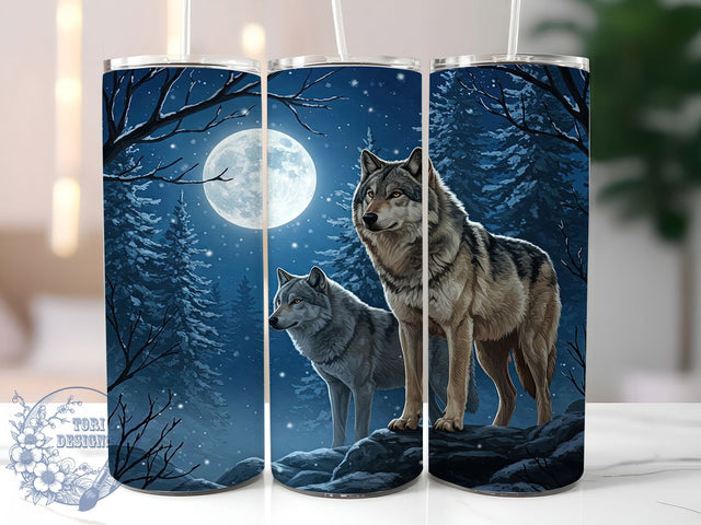 Full Moon Wolf 20oz Tumbler Wrap, Full Moon Wolves Wrap, 20oz Sublimation Wrap, Night Sky Wolf Cup, Mystic Wildlife Design, Howling Wolf Art, Forest Moon Tumbler Sublimation ToriDesigns 