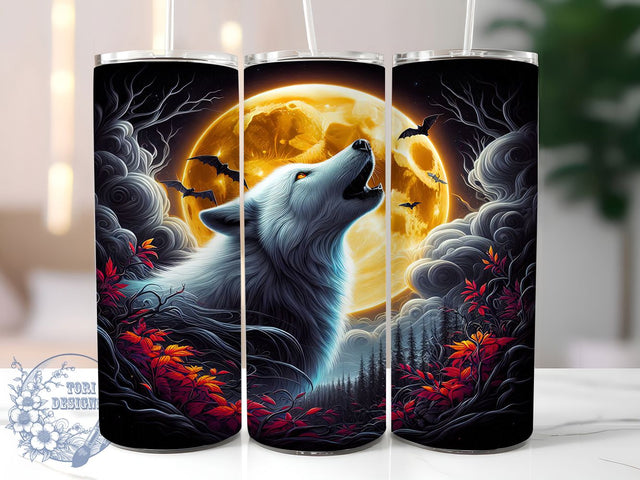 Full Moon Wolf Night Sky Tumbler, Lunar Design, Night Sky Tumbler, 20Oz Tumbler Wrap, Sublimation Drinkware, Wild Animal Art, Moonlight Aesthetic Sublimation ToriDesigns 