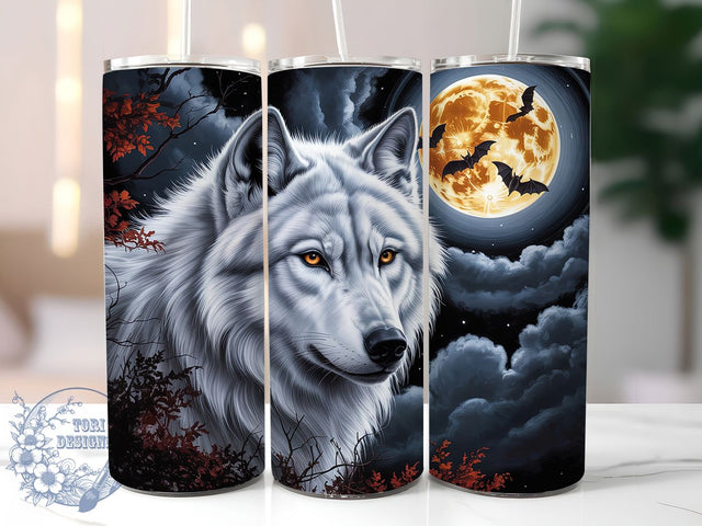 Full Moon Wolf Night Sky Tumbler, Lunar Design, Night Sky Tumbler, 20Oz Tumbler Wrap, Sublimation Drinkware, Wild Animal Art, Moonlight Aesthetic Sublimation ToriDesigns 