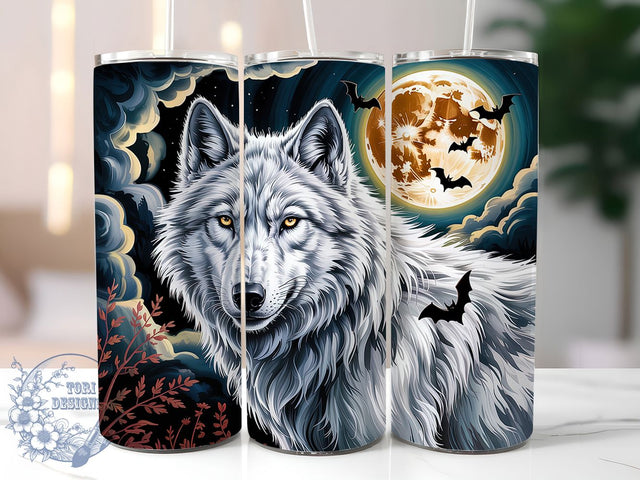 Full Moon Wolf Night Sky Tumbler, Lunar Design, Night Sky Tumbler, 20Oz Tumbler Wrap, Sublimation Drinkware, Wild Animal Art, Moonlight Aesthetic Sublimation ToriDesigns 