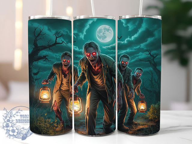 Full Moon Zombie Halloween Tumbler, Full Moon, Zombie Tumbler, 20Oz Tumbler, Sublimation Design, Spooky Bats, Horror Theme Sublimation ToriDesigns 