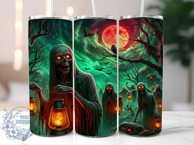 Full Moon Zombie Halloween Tumbler, Full Moon, Zombie Tumbler, 20Oz Tumbler, Sublimation Design, Spooky Bats, Horror Theme Sublimation ToriDesigns 