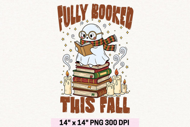 Fully Booked Ghost PNG| Bookish Halloween Sublimation PNG. Sublimation CosmosFineArt 