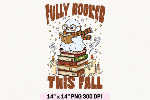 Fully Booked Ghost PNG| Bookish Halloween Sublimation PNG. Sublimation CosmosFineArt 