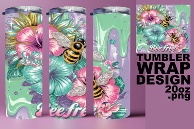 Fun and colorful tumbler design, ideal for crafting! , Bee Sublimation HoodArtCraft 
