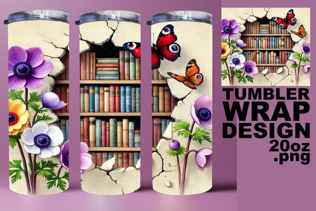 Fun and colorful tumbler wrap, ideal for gifts! , Books Sublimation HoodArtCraft 