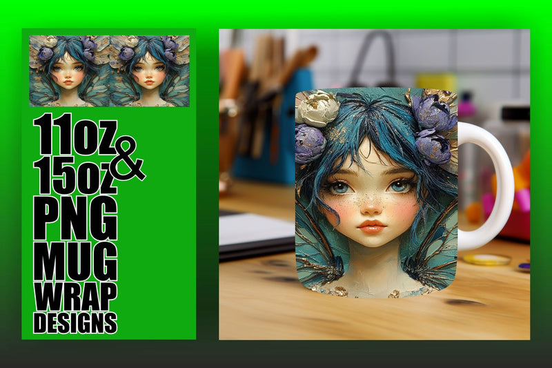 Fun and vibrant mug wraps, ideal for personal touches! , Fairy Sublimation HoodArtCraft 