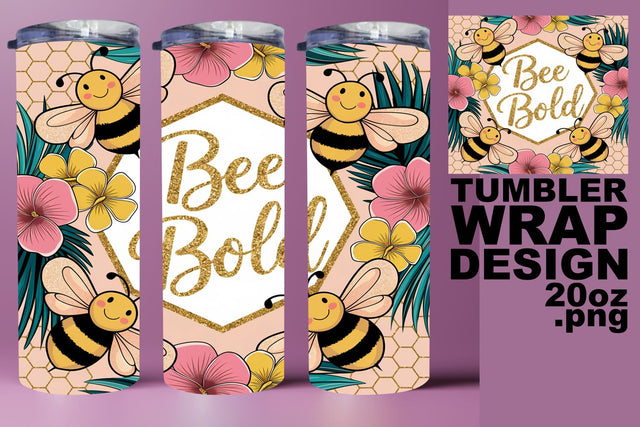 Fun and vibrant tumbler wrap, perfect for crafting! , Bee Sublimation HoodArtCraft 