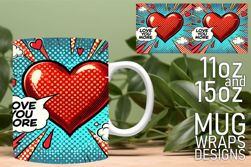 Fun and vibrant wraps, perfect for creative mug designs! , 3D Heart Sublimation HoodArtCraft 