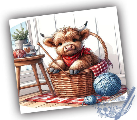 Fun Baby Highland Cow 20oz Skinny Tumbler, Highland Cow Tumbler Png, Straight & Tapered Tumbler Wrap, Instant Digital Download Sublimation ToriDesigns 