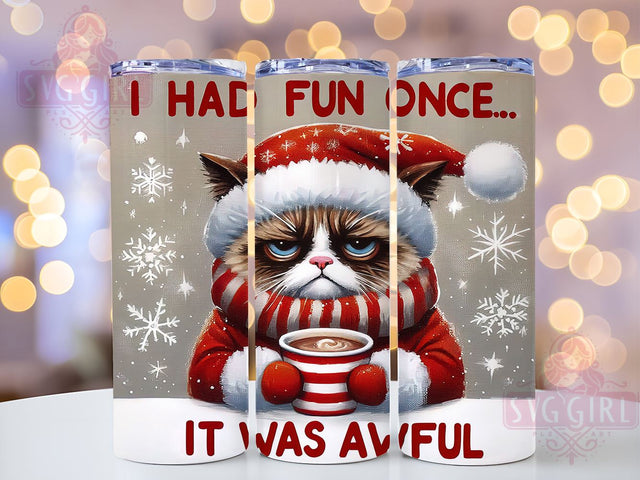 Fun Cat Tumbler, Awful Fun Design, 20 oz Tumbler Wrap, Digital Download, Sublimation PNG, Funny Cat Gift, Humorous Pet Decor, Sarcastic Tumbler Sublimation SvggirlplusArt 