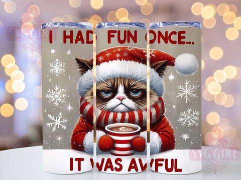 Fun Cat Tumbler, Awful Fun Design, 20 oz Tumbler Wrap, Digital Download, Sublimation PNG, Funny Cat Gift, Humorous Pet Decor, Sarcastic Tumbler Sublimation SvggirlplusArt 