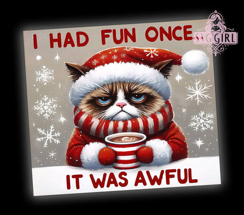 Fun Cat Tumbler, Awful Fun Design, 20 oz Tumbler Wrap, Digital Download, Sublimation PNG, Funny Cat Gift, Humorous Pet Decor, Sarcastic Tumbler Sublimation SvggirlplusArt 