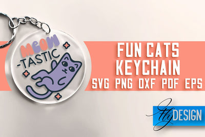 Fun Cats Keychain SVG | Cat SVG Design | SVG File SVG Fly Design 
