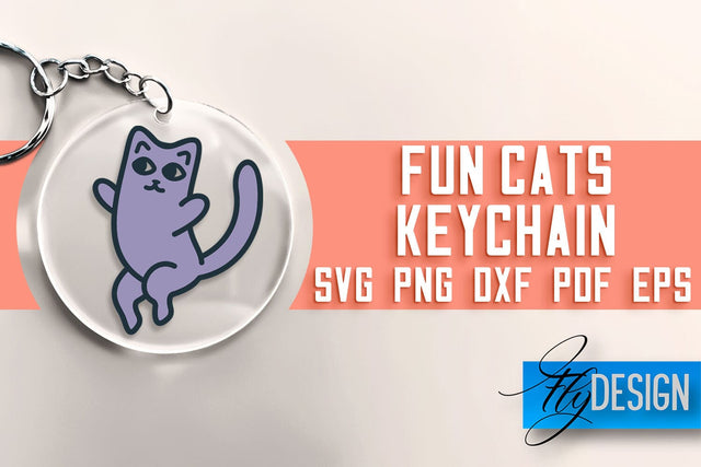 Fun Cats Keychain SVG | Cat SVG Design | SVG File SVG Fly Design 