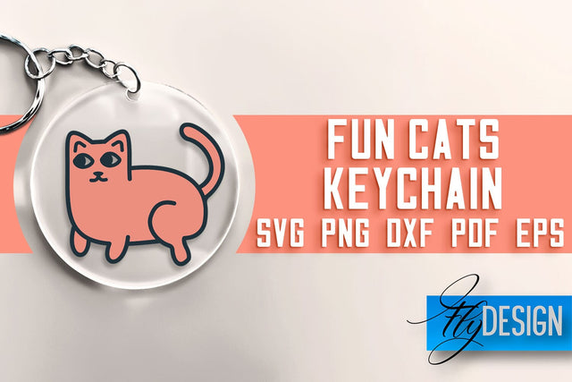 Fun Cats Keychain SVG | Cat SVG Design | SVG File SVG Fly Design 