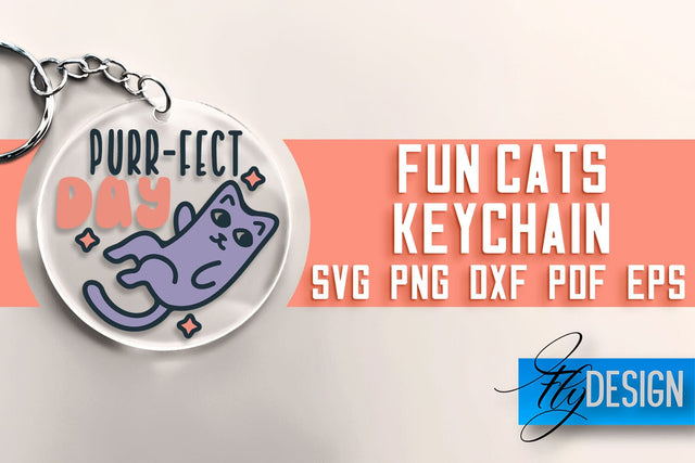 Fun Cats Keychain SVG | Cat SVG Design | SVG File SVG Fly Design 