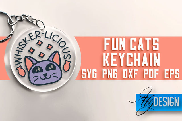 Fun Cats Keychain SVG | Cat SVG Design | SVG File SVG Fly Design 