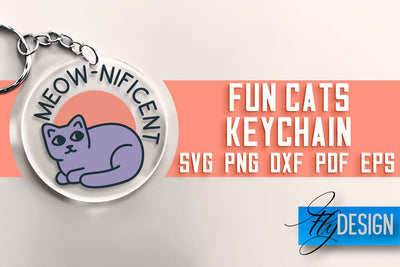 Fun Cats Keychain SVG | Cat SVG Design | SVG File SVG Fly Design 