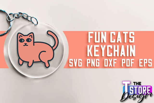 Fun Cats Keychain SVG | Cat SVG Design | SVG File SVG The T Store Design 
