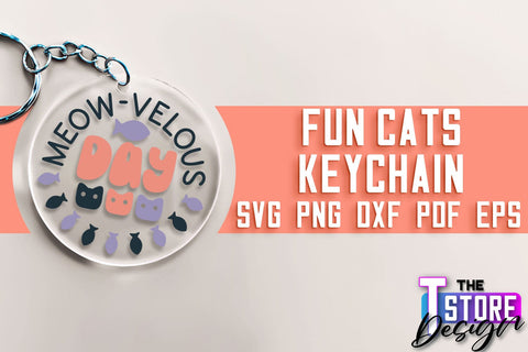 Fun Cats Keychain SVG | Cat SVG Design | SVG File SVG The T Store Design 