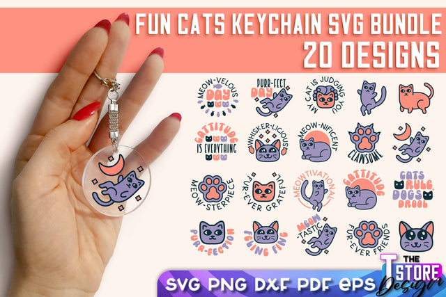 Fun Cats Keychain SVG | Cat SVG Design | SVG File SVG The T Store Design 