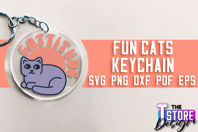 Fun Cats Keychain SVG | Cat SVG Design | SVG File SVG The T Store Design 